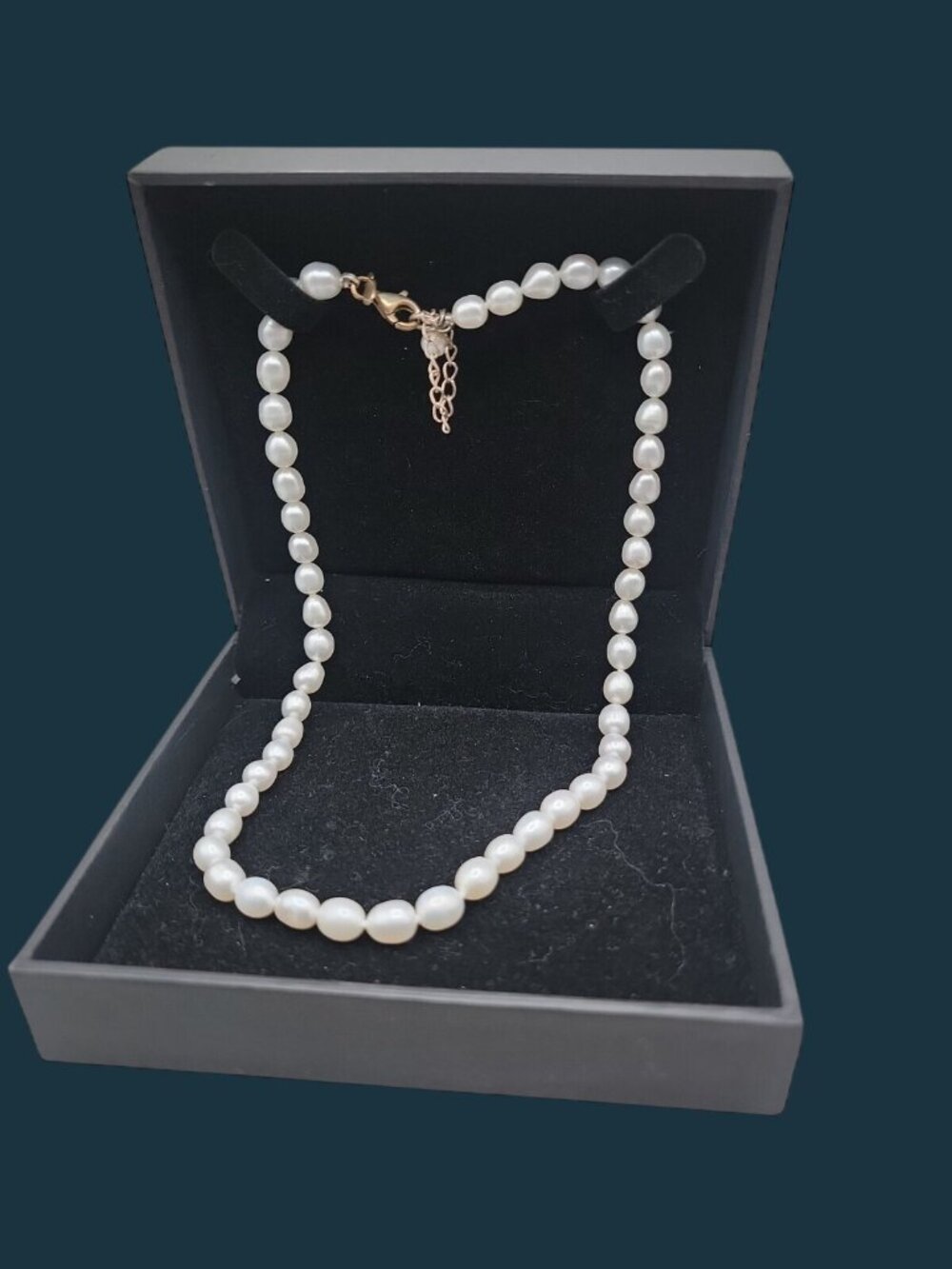 Honora Pearl Necklace 925A China 18" 6mm Adjustable Sterling Clasp Original Box